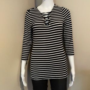 I-N-C Black and white long sleeve shirt.